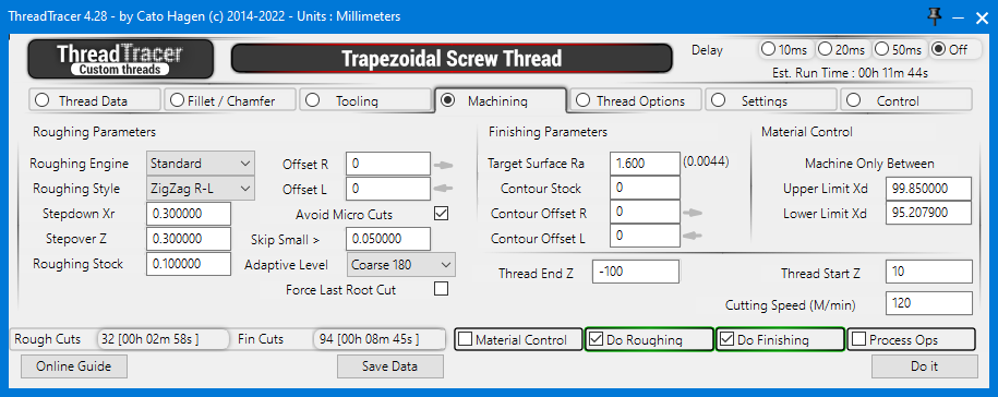 Trapezoidal Thread \\ Machining (Tab 4):